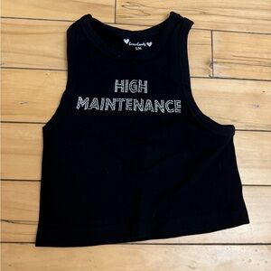 Y2K Black High Neck “High Maintenance” Fitted